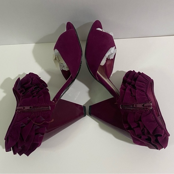 Qupid Women's 7.5 Purple Ruffled Heels - Picture 4 of 8